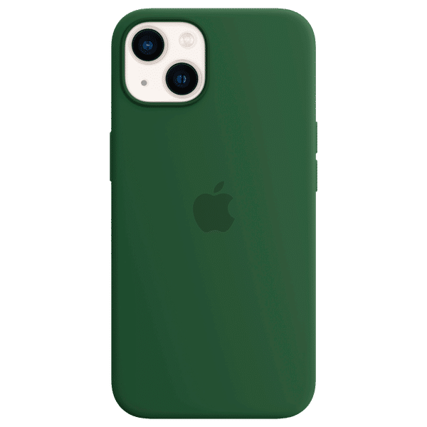 Apple Soft Silicone Back Cover for Apple iPhone 13 (Supports Wireless Charging, Clover)_1