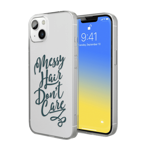 Macmerise Messy Hair Dont Care Silicone Back Cover for Apple iPhone 14 (Supports Wireless Charging, Clear)_1