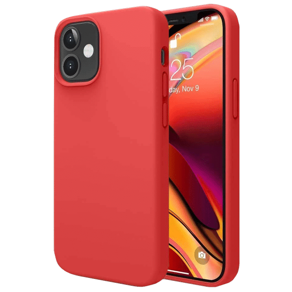 Vaku Soft Silicone & Microfiber Back Cover for Apple iPhone 12, 12 Pro (Supports Wireless Charging, Red)_1