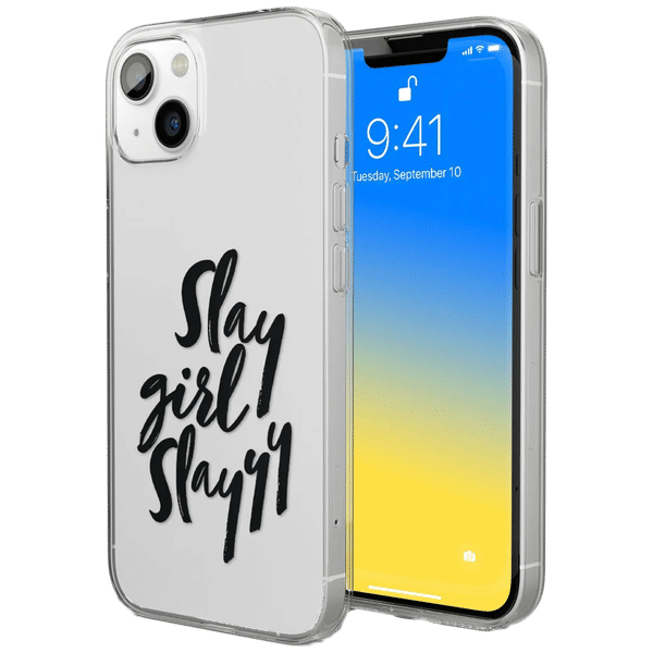 Macmerise Slay Girl Slay Silicone Back Cover for Apple iPhone 14 (Supports Wireless Charging, Clear)_1