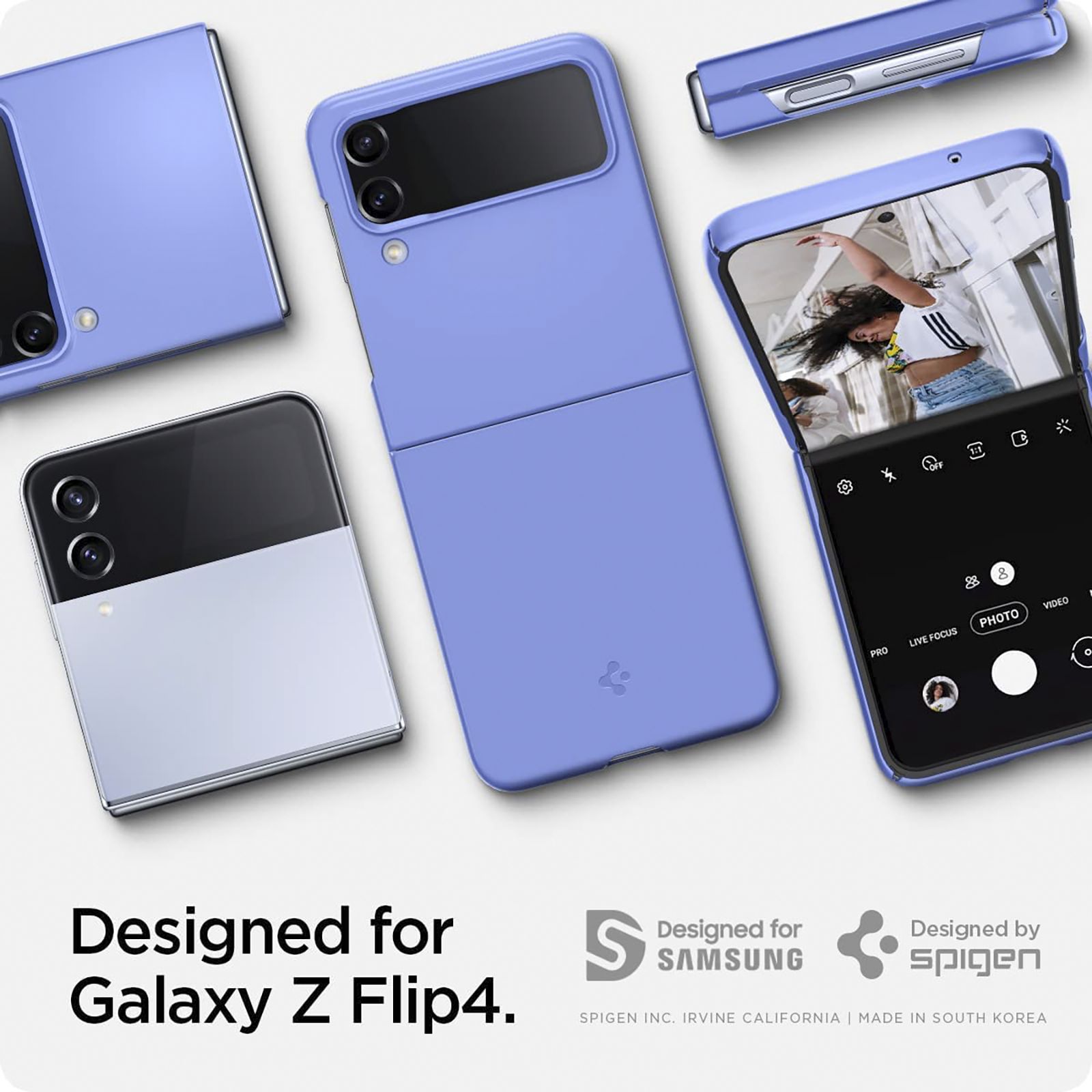 Spigen ?Air Skin Polycarbonate & Urethane Back Cover for SAMSUNG Galaxy Z Flip4 (Supports Wireless Charging, Cornflower Blue)_16