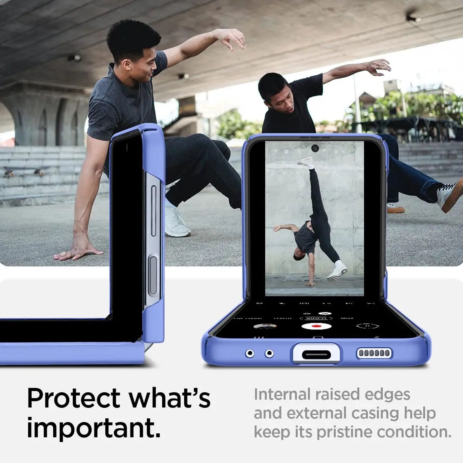 Spigen ?Air Skin Polycarbonate & Urethane Back Cover for SAMSUNG Galaxy Z Flip4 (Supports Wireless Charging, Cornflower Blue)_18