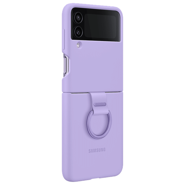 SAMSUNG Soft Silicone Back Cover for SAMSUNG Galaxy Z Flip4 (With Backside Ring, Bora Purple)_1