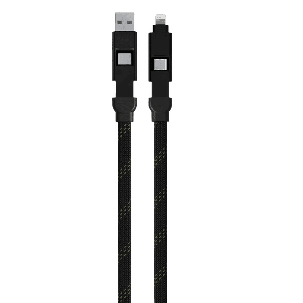URBN Quad Type A, Type C to Type C, Lightning 3.9 Feet (1.2M) 4-in-1 Cable (Nylon Braided, Camo Black)_1