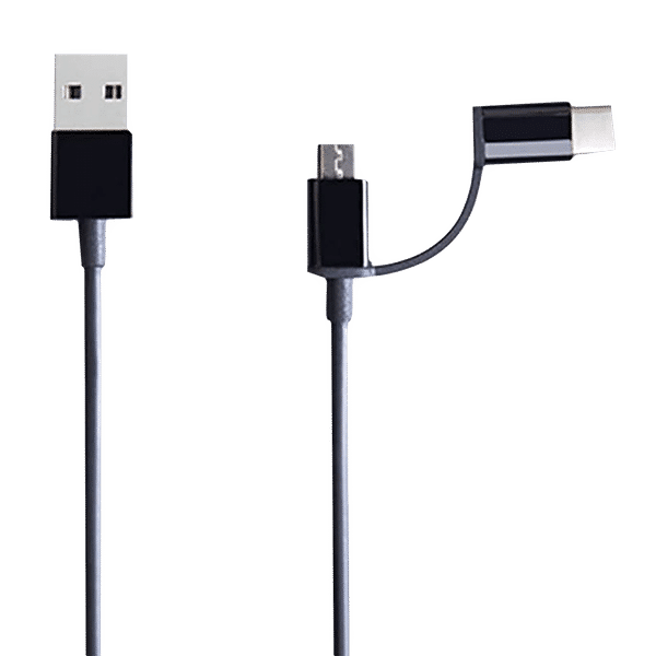 Mi Type A to Type C, Micro USB 1 Feet (0.3M) 2-in-1 Cable (16 Insulated Conductors, Black)_1