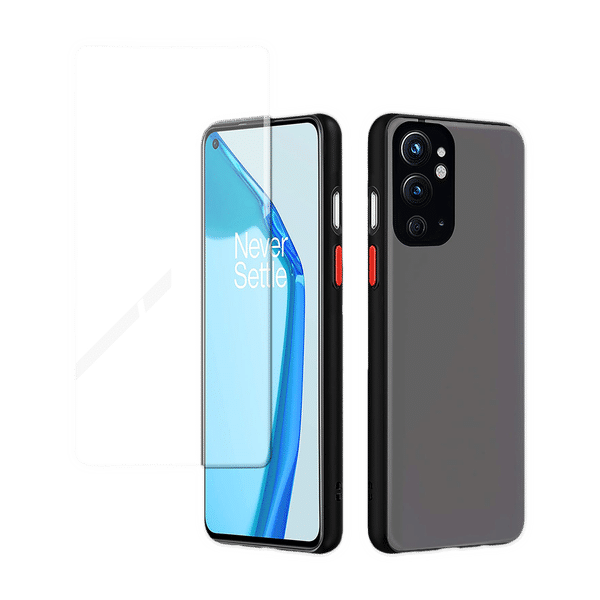 Arrow Duplex Tempered Glass & Polycarbonate Back Cover Combo for OnePlus 9RT (Anti Scratch Design, Black)_1