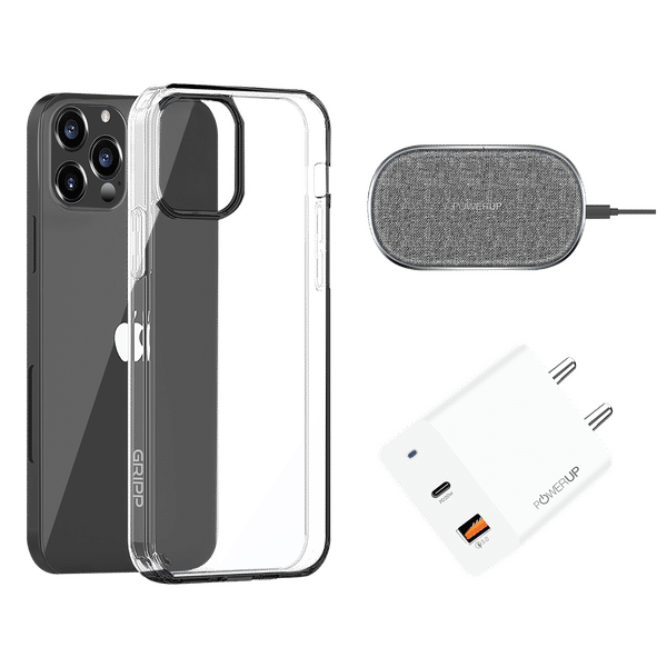 Buy GRIPP Hard Polycarbonate Back Cover, Adapter & Wireless Charger Combo  for Apple iPhone 13 Pro (Scratch Resistant, Multi Color) Online - Croma