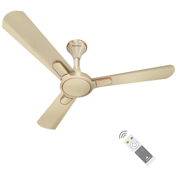 HAVELLS Bianca 5 Star 1200mm 3 Blade BLDC Motor Ceiling Fan with Remote (High Air Thrust, Gold Mist)_1