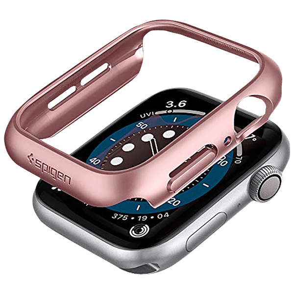 Spigen Thin Fit Polycarbonate Case for Apple Watch Series SE 2, SE, 6, 5 & 4 (44mm) (Razor-Thin Frame, Rose Gold)_1