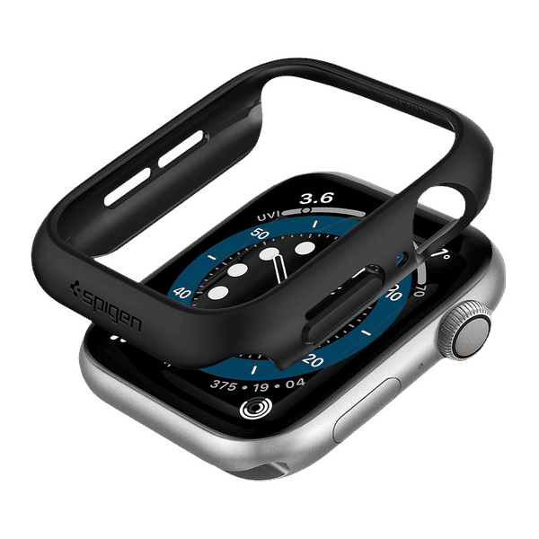 Spigen Thin Fit Polycarbonate Case for Apple Watch Series SE 2, SE, 6, 5 & 4 (40mm) (Razor-Thin Frame, Black)_1