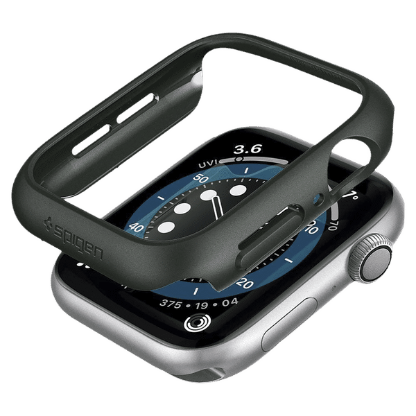 Spigen Thin Fit Polycarbonate Case for Apple Watch Series SE 2, SE, 6, 5 & 4 (44mm) (Razor-Thin Frame, Black)_1