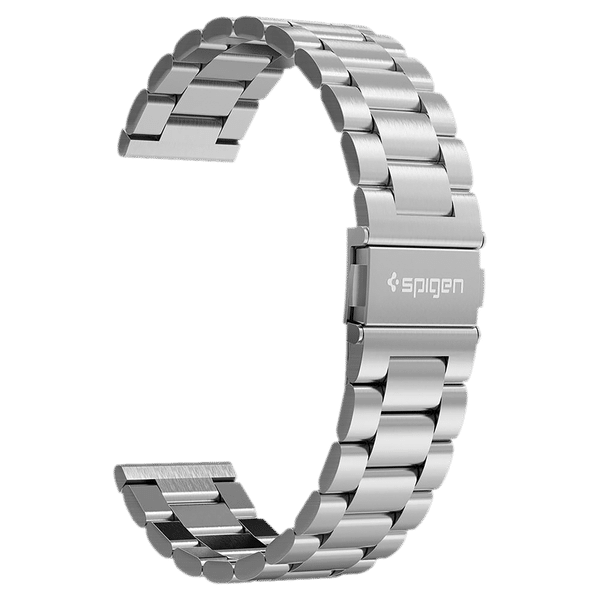 Spigen Modern Fit Stainless Steel Band for SAMSUNG Galaxy Watch Series 5, 5 Pro, 4, 4 Classic, 3, Active 1 & 2 (40mm / 41mm / 42mm / 44mm / 45mm / 46mm) (Metal Clasp, Silver)_1