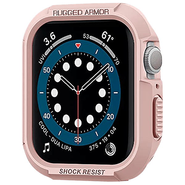 Spigen Rugged Armor TPU Case for Apple Watch Series SE 2, SE, 8, 7, 6, 5 & 4 (45mm / 44mm) (Shock-Absorbent Layer, Rose Gold)_1