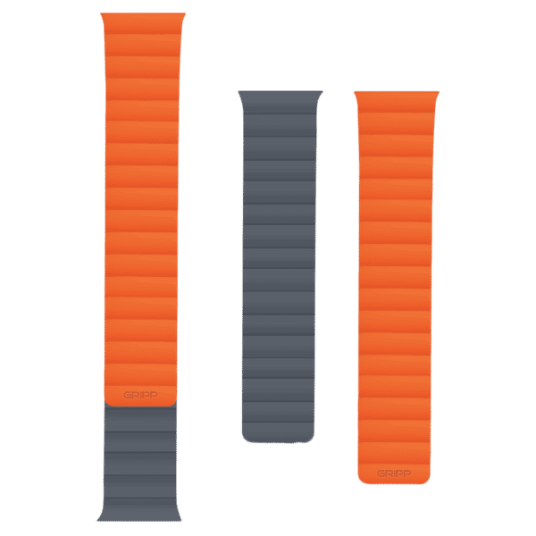 Gripp Reverser Silicone & Nylon Magnetic Strap for Apple Watch Series 3, 4, 5, 6 & 7 (40mm, 41mm) (Perfect Fit, Grey/Orange)_1
