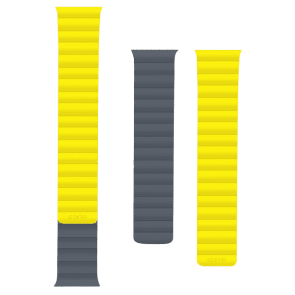 Gripp Reverser Silicone & Nylon Magnetic Strap for Apple Watch Series 3, 4, 5, 6 & 7 (40mm, 41mm) (Perfect Fit, Grey/Yellow)_1