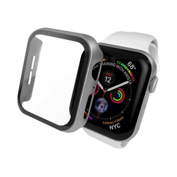 Hyphen DEFENDR TPU Bumper Case for Apple Watch Series SE, 4, 5 & 6 (40mm) (Touch Sensitive Tempered Glass, Silver)_1