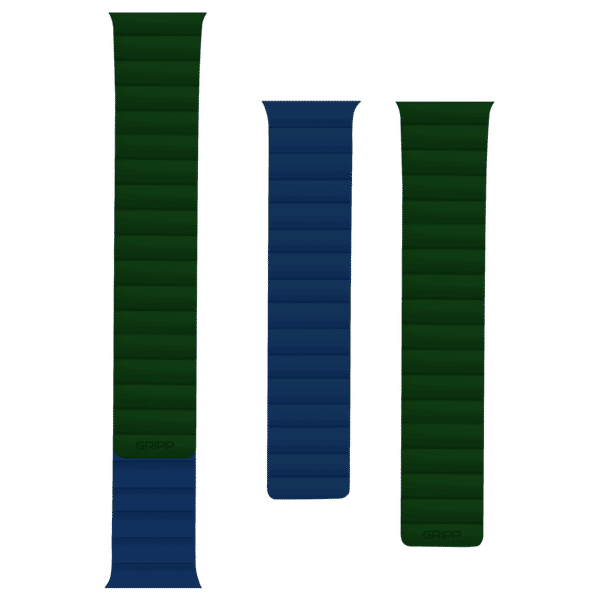 Gripp Reverser Silicone & Nylon Magnetic Strap for Apple Watch Series 7 (42mm, 44mm, 45mm) (Perfect Fit, Green/Blue)_1
