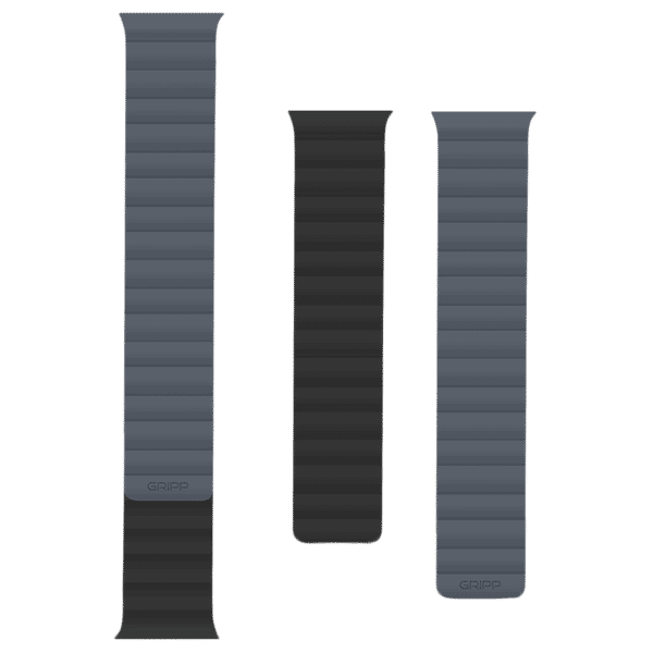 Gripp Reverser Silicone & Nylon Magnetic Strap for Apple Watch Series 7 (42mm, 44mm, 45mm) (Perfect Fit, Grey/Black)_1