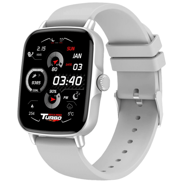 maxima Max Pro Turbo Smartwatch with Bluetooth Calling (42.9mm IPS HD Display, IP67 Water Resistant, Silver Strap)_1