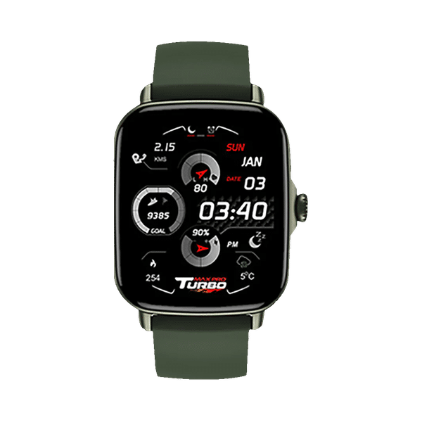 maxima Max Pro Turbo Smartwatch with Bluetooth Calling (42.9mm IPS HD Display, IP67 Water Resistant, Army Green Strap)_1