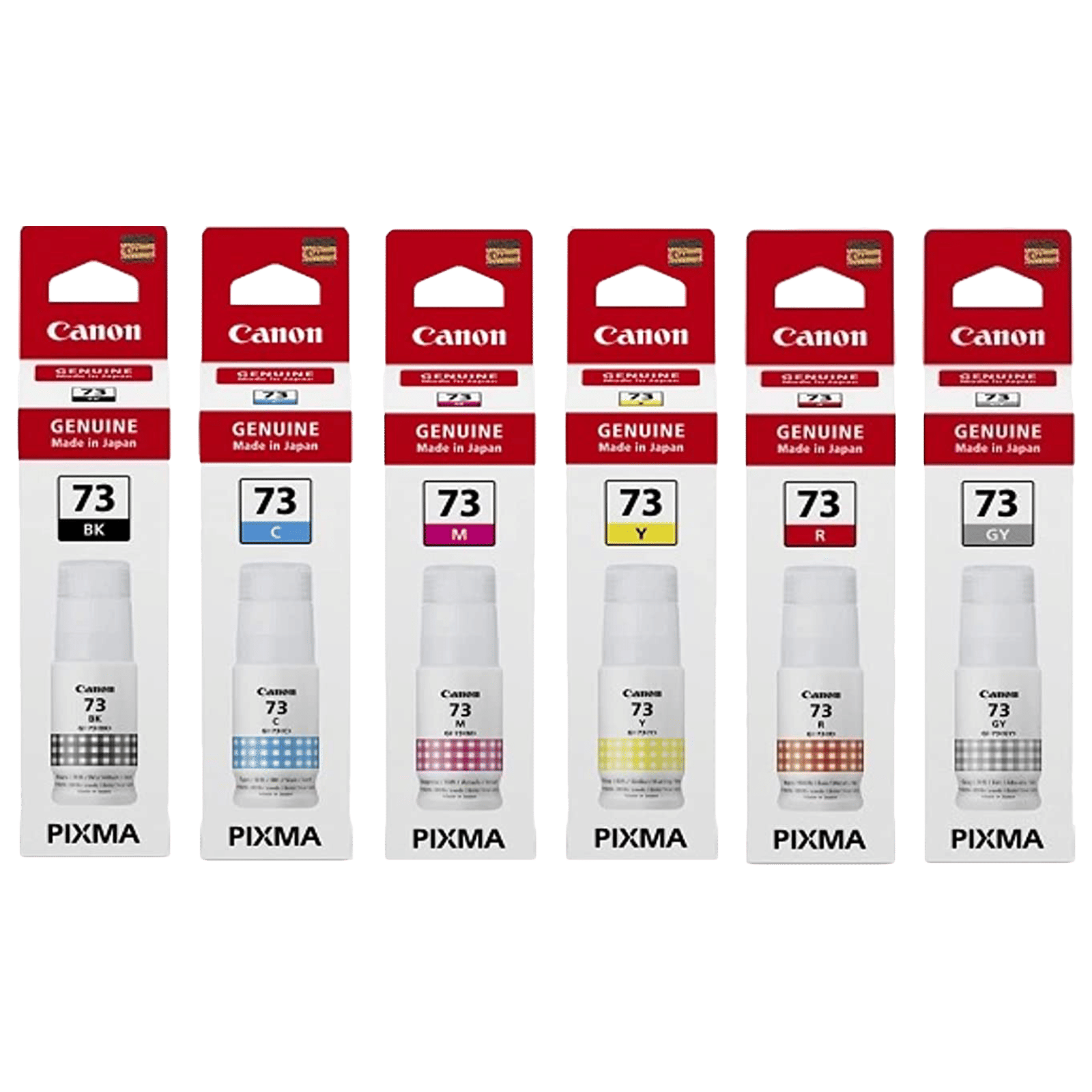 Canon Pixma GI 73 Pack of 6 Ink Bottle (4701C004AA, Multicolor)