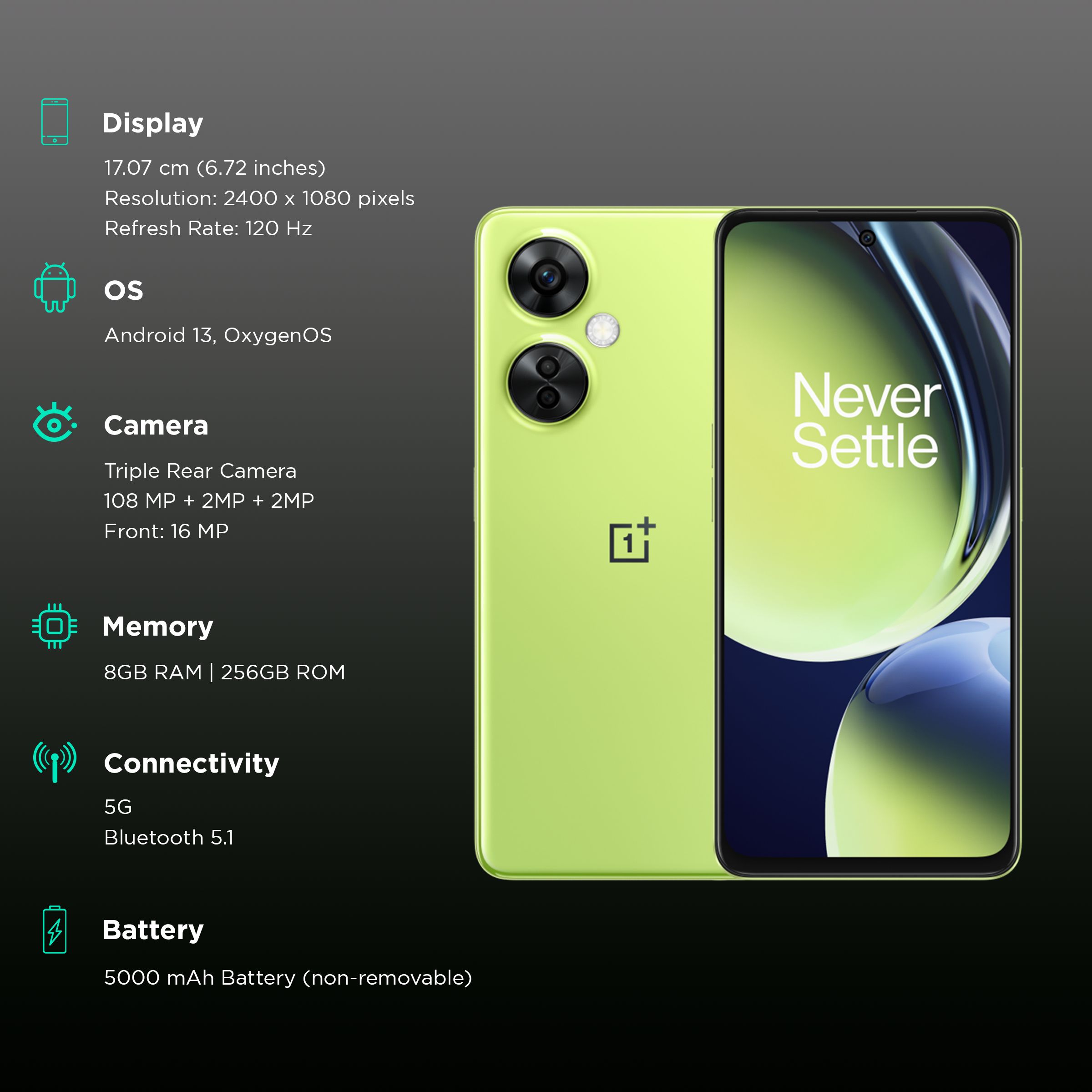 Buy OnePlus Nord CE 3 Lite 5G (8GB RAM, 256GB, Pastel Lime) Online – Croma