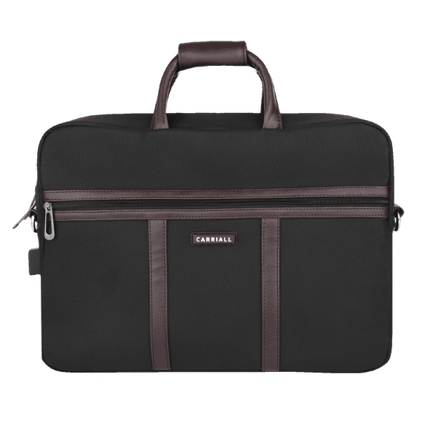 Carriall Claro Polyester, Faux Leather Laptop Sling Bag for 13 & 15.6 Inch Laptop (11 L, USB Charging Port, Black)_1