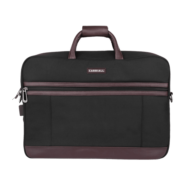 Carriall Estilo Polyester, Faux Leather Laptop Sling Bag for 13 & 15.6 Inch Laptop (11 L, USB Charging Port, Black)_1
