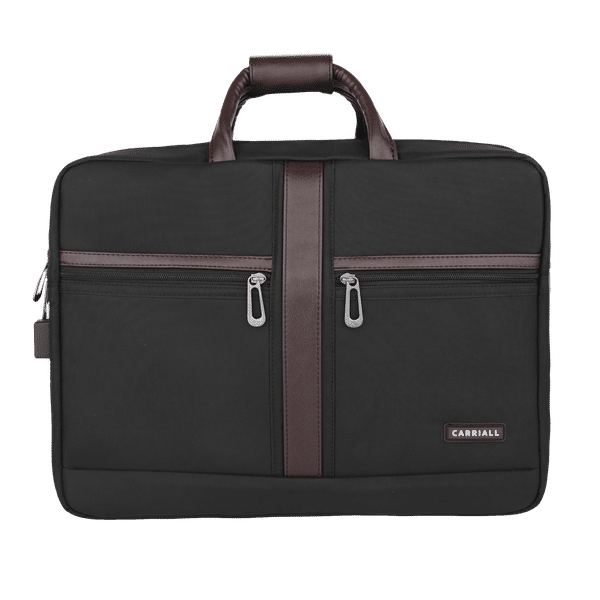 Carriall Ampio Polyester, Faux Leather Laptop Sling Bag for 13 & 15.6 Inch Laptop (18.45 L, USB Charging Port, Black)_1