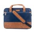stuffcool Lush Faux Leather Laptop Sling Bag for 14 Inch Laptop (Detachable & Adjustable Shoulder Strap, Blue/Brown)_1