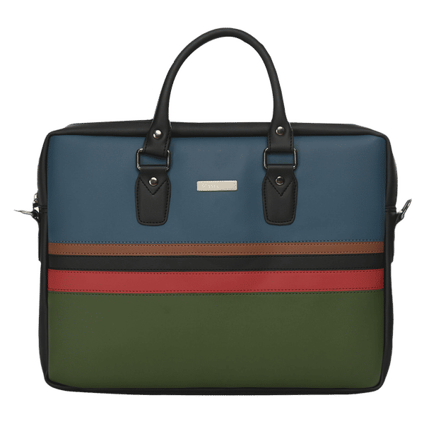 Dr. Vaku MILAN Stripey Vegan Leather Laptop Sling Bag for 13 & 14 Inch Laptop (Water Resistant, Multi Color)_1