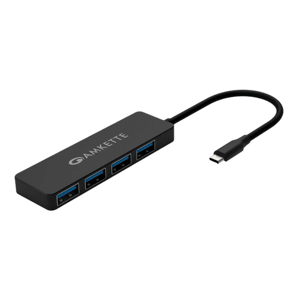 AMKETTE 4-in-1 USB 3.1 Type C to USB 3.0 Type A USB Hub (Up to 5 Gbps Data Transfer, Black)_1