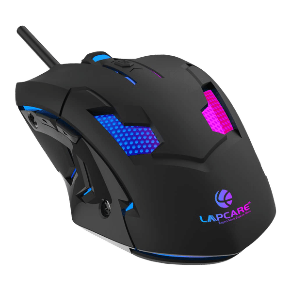 LAPCARE Champ LGM-100 Wired Optical Gaming Mouse (3600 DPI Adjustable, Ergonomic Design, Black)_1