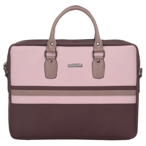 Dr. Vaku MILAN Stripey Vegan Leather Laptop Sling Bag for 13 & 14 Inch Laptop (Water Resistant, Pink/Cherry)_1