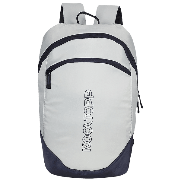 KOOLTOPP Simple Polyester Laptop Backpack for 13 Inch Laptop (14 L, Water Resistant, Navy Blue/Silver)_1