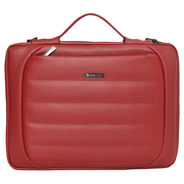 Dr. Vaku Lasa Chivelle Vegan Leather Laptop Sling Bag for 13 & 14 Inch Laptop (Water Resistant, Red)_1