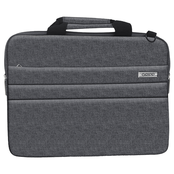 GRIPP Lecon Polyurethane Leather, Velvet Laptop Sleeve for 13.3 & 14 Inch Laptop (Water Repellent, Grey)_1
