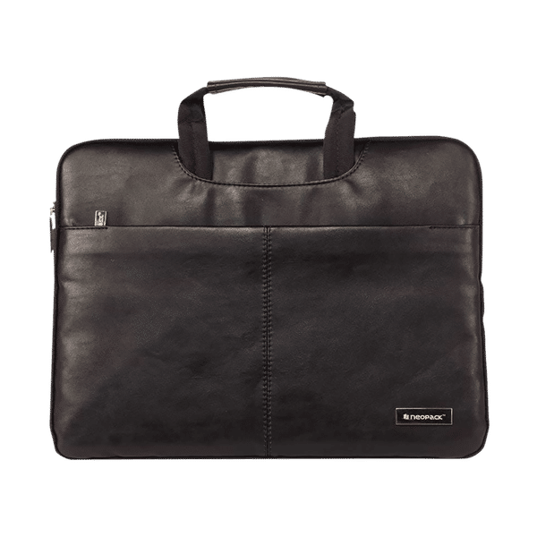neopack Leather, Nylon Laptop Sling Bag for 15 & 16.2 Inch Laptop (360 Degree Protection, Black)_1