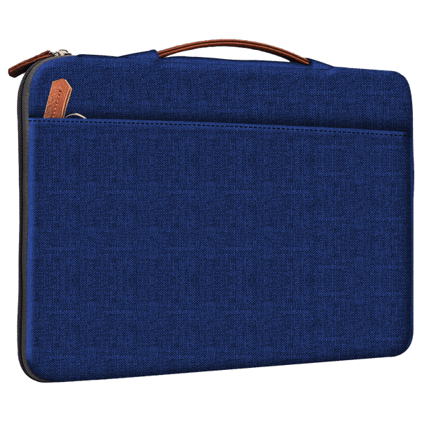 GRIPP Grace Polyester, Polyurethane Leather Laptop Sleeve for 13 & 13.3 Inch Laptop (Water Resistant, Blue/Camel)_1