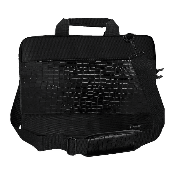 GRIPP Croc Compact Nylon Laptop Sling Bag for 13.3 & 14 Inch Laptop (Water Repellent, Black)_1