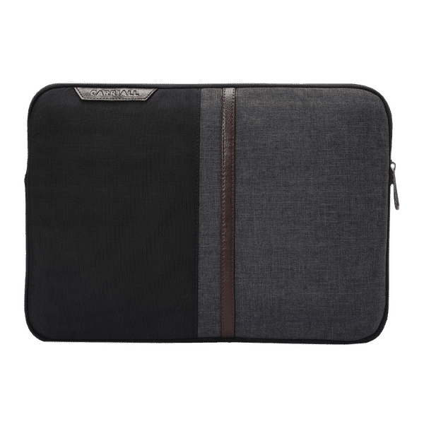 Carriall Suave Fabric, Polyester Laptop Sleeve for 13 Inch Laptop (5 L, Water Resistant, Black/Grey)_1