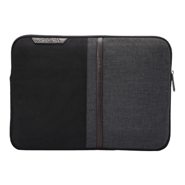Carriall Suave Fabric, Polyester Laptop Sleeve for 16 Inch Laptop (Water Resistant, Black/Grey)_1