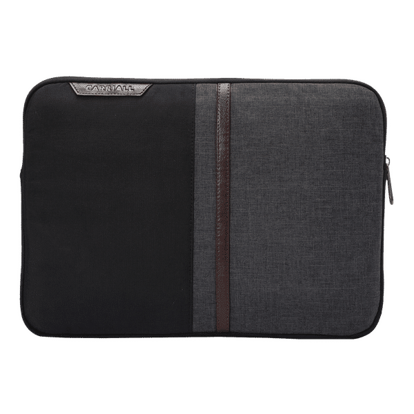 Carriall Suave Fabric, Polyester Laptop Sleeve for 14 Inch Laptop (2 L, Water Resistant, Black/Grey)_1