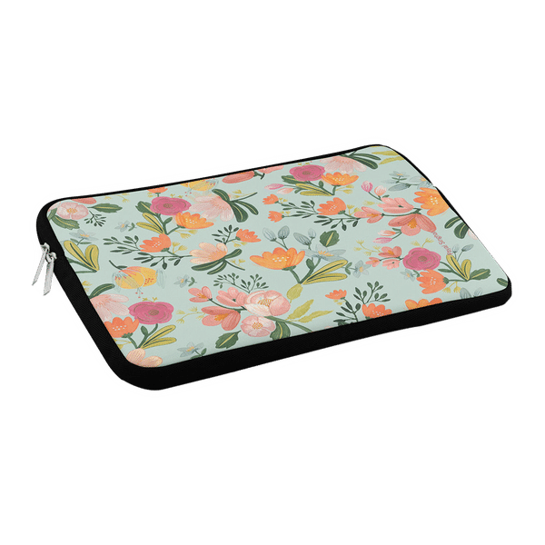 macmerise Payal Singhal Aqua Handpainted Flower Neoprene Laptop Sleeve for 13 Inch Laptop (Water Resistant, Multi Color)_1