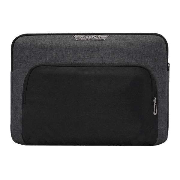 Carriall Noble Fabric, Polyester Laptop Sleeve for 15 Inch Laptop (Water Resistant, Black/Grey)_1