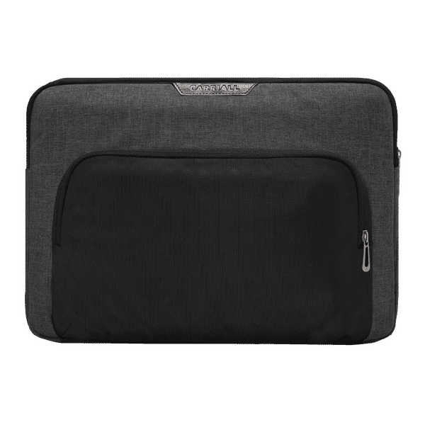 Carriall Noble Fabric, Polyester Laptop Sleeve for 14 Inch Laptop (2 L, Water Resistant, Black/Grey)_1