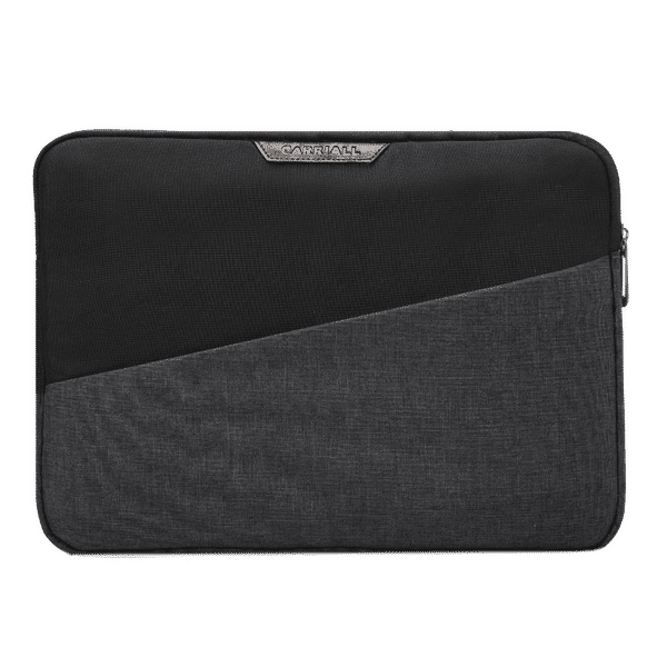 Carriall Ascent Fabric, Polyester Laptop Sleeve for 13 Inch Laptop (Water Resistant, Black/Grey)_1