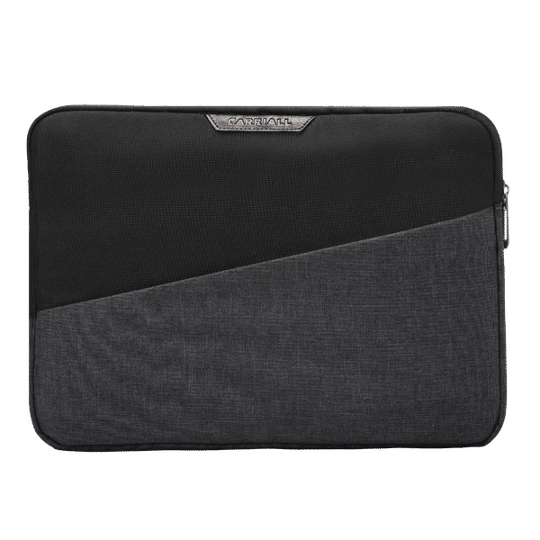 Carriall Ascent Fabric, Polyester Laptop Sleeve for 13 Inch Laptop (2 L, Water Resistant, Black/Grey)_1