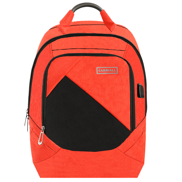 Carriall Minikin Polyester Laptop Backpack for 15.6 Inch Laptop (29.6 L, USB Charging Port, Orange)_1