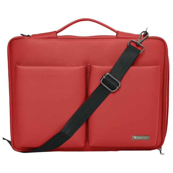 Dr. Vaku Mestella Polyurethane Leather Laptop Sling Bag for 14 Inch Laptop (Water Resistant, Red)_1